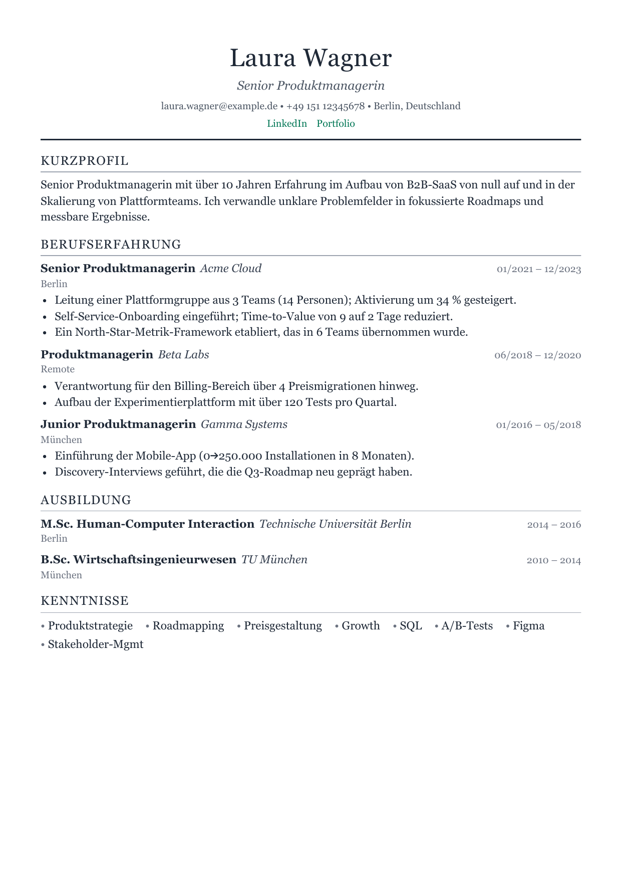 A resume rendered by CleanCV