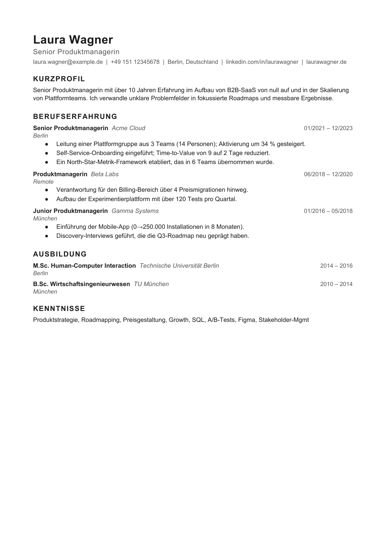 Lebenslauf-Vorlage Minimal von CleanCV