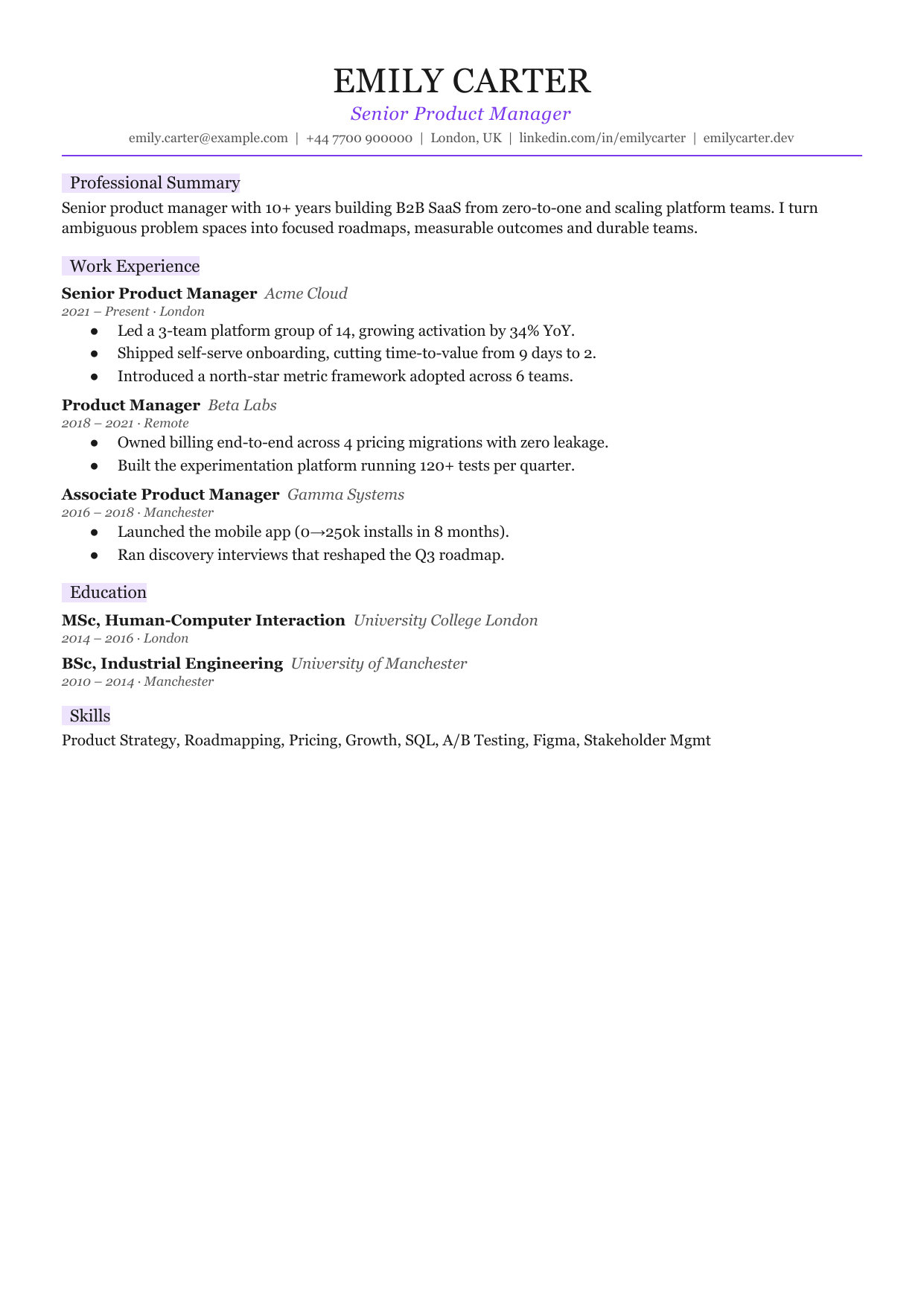 Column Tile 3 resume template by CleanCV