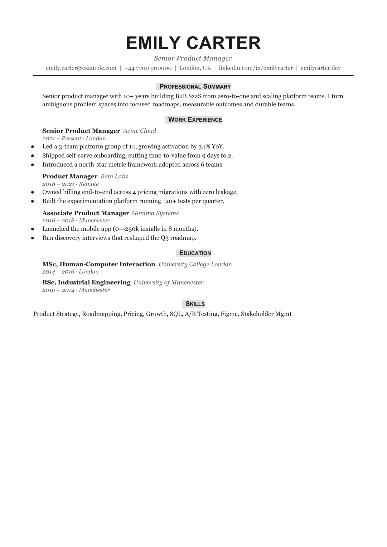 Column Tile 4 resume template by CleanCV