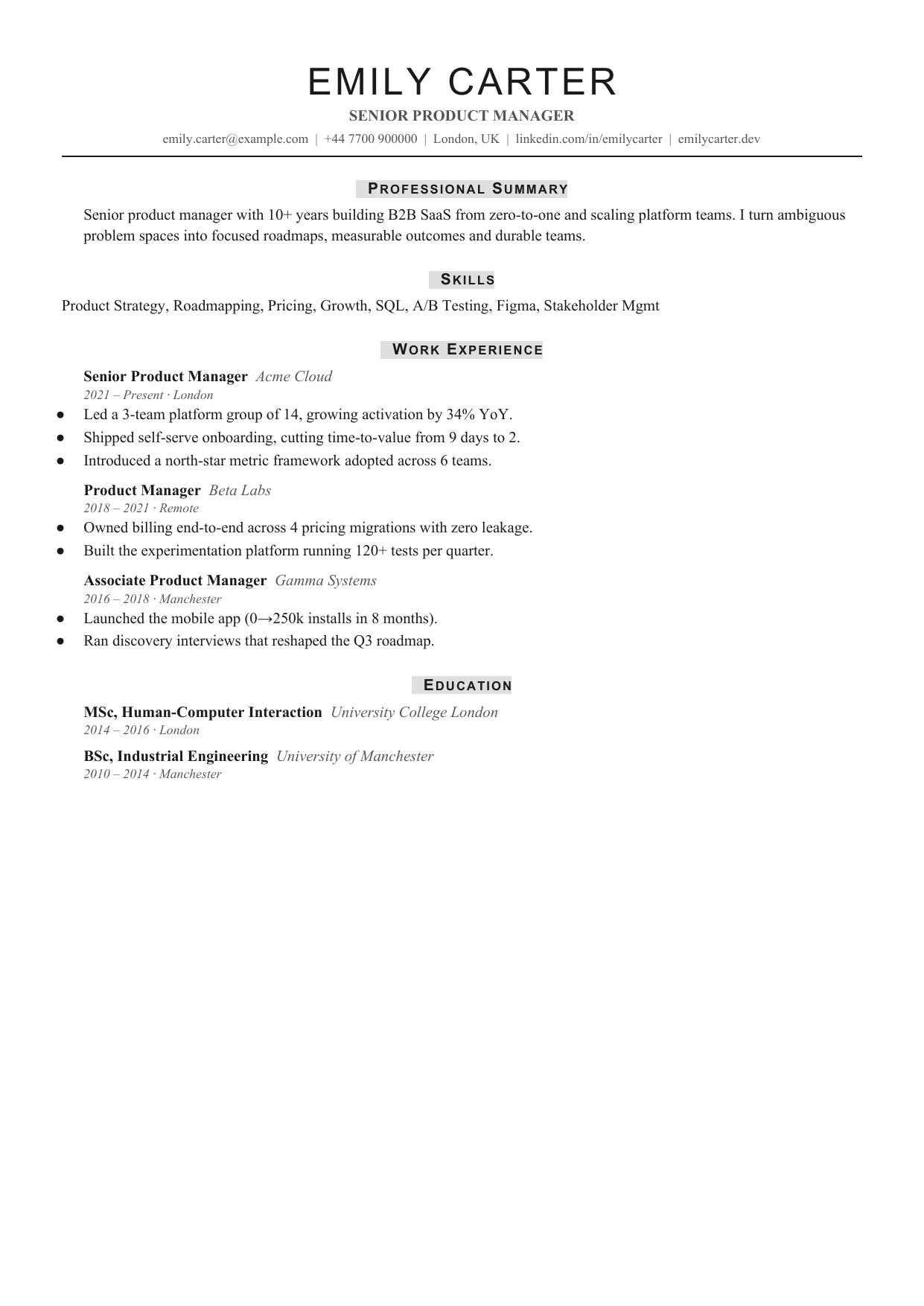 Column Tile 5 resume template by CleanCV