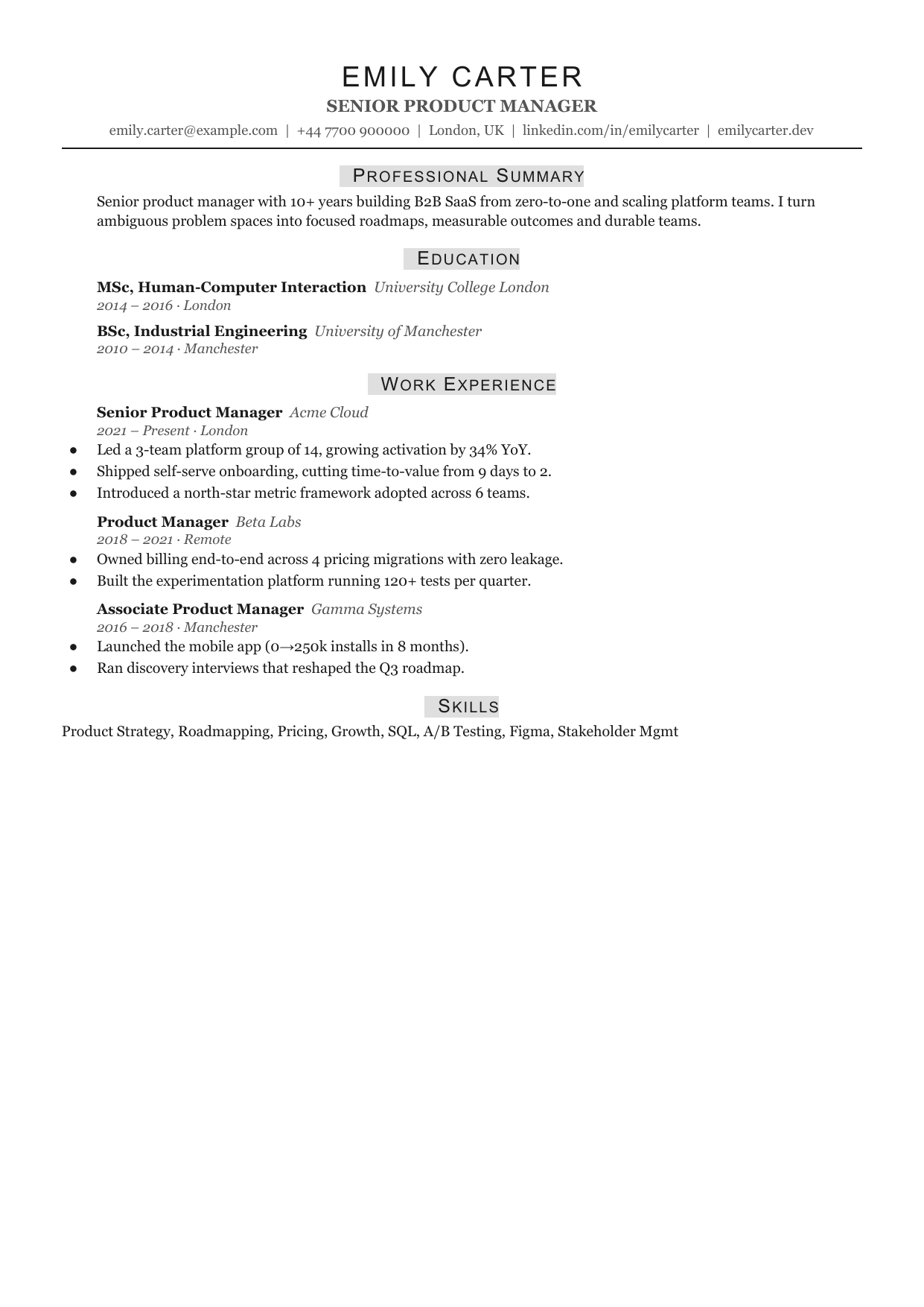 Column Tile 6 resume template by CleanCV