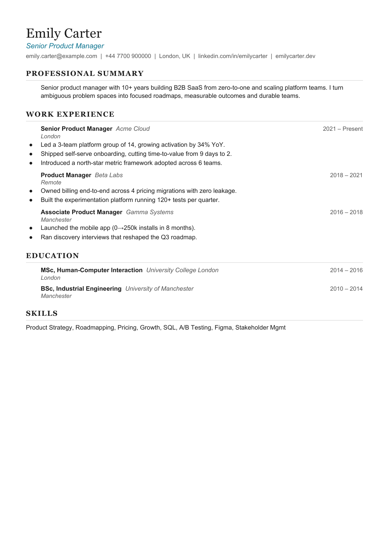 Ledger Line 2 resume template by CleanCV