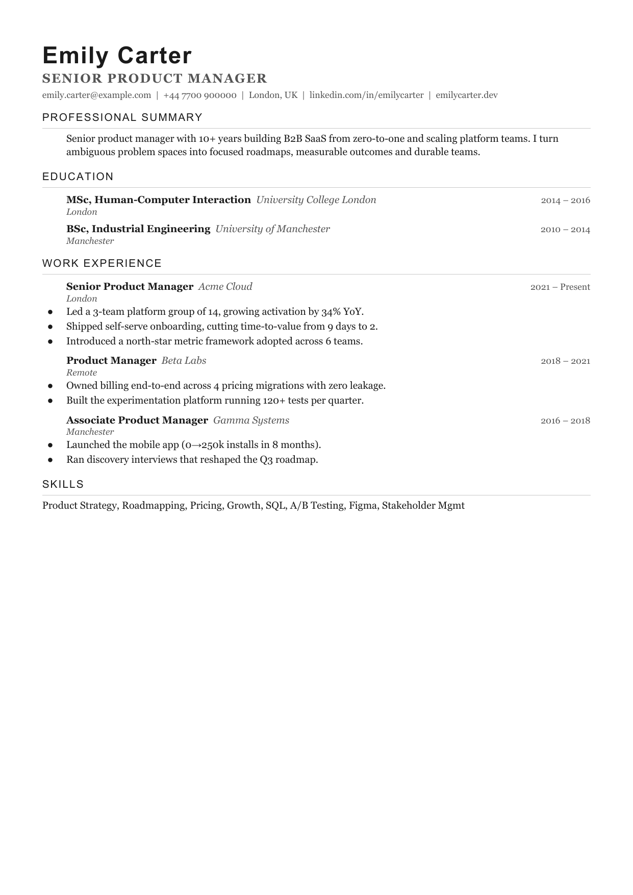 Ledger Line 4 resume template by CleanCV