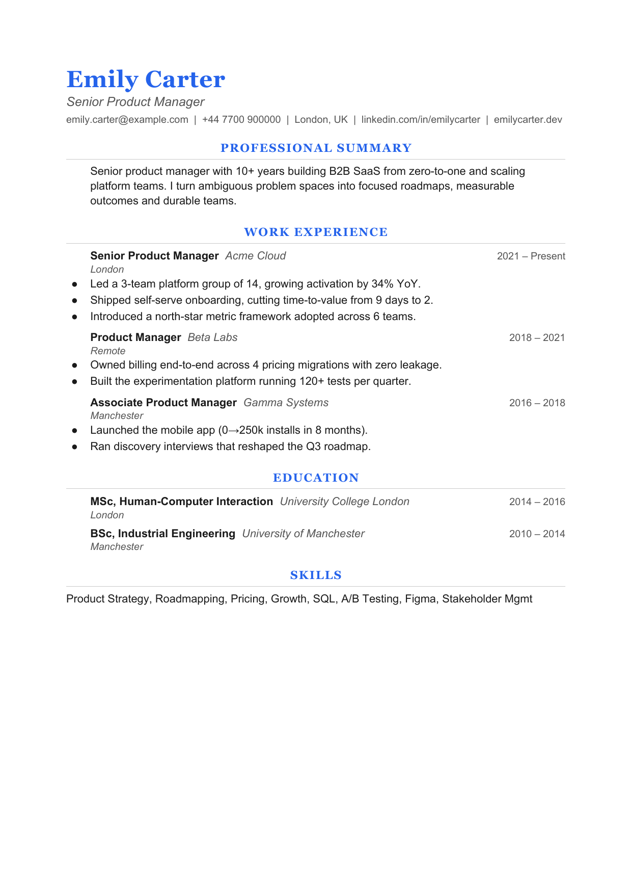 Ledger Line resume template by CleanCV