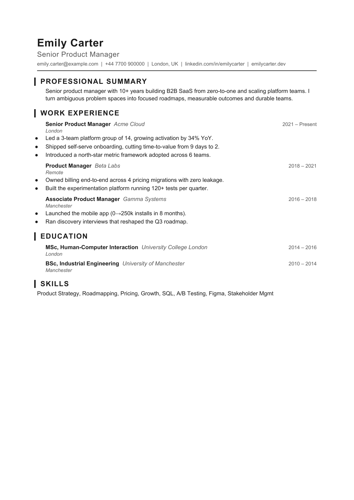 Ledger Mark 2 resume template by CleanCV