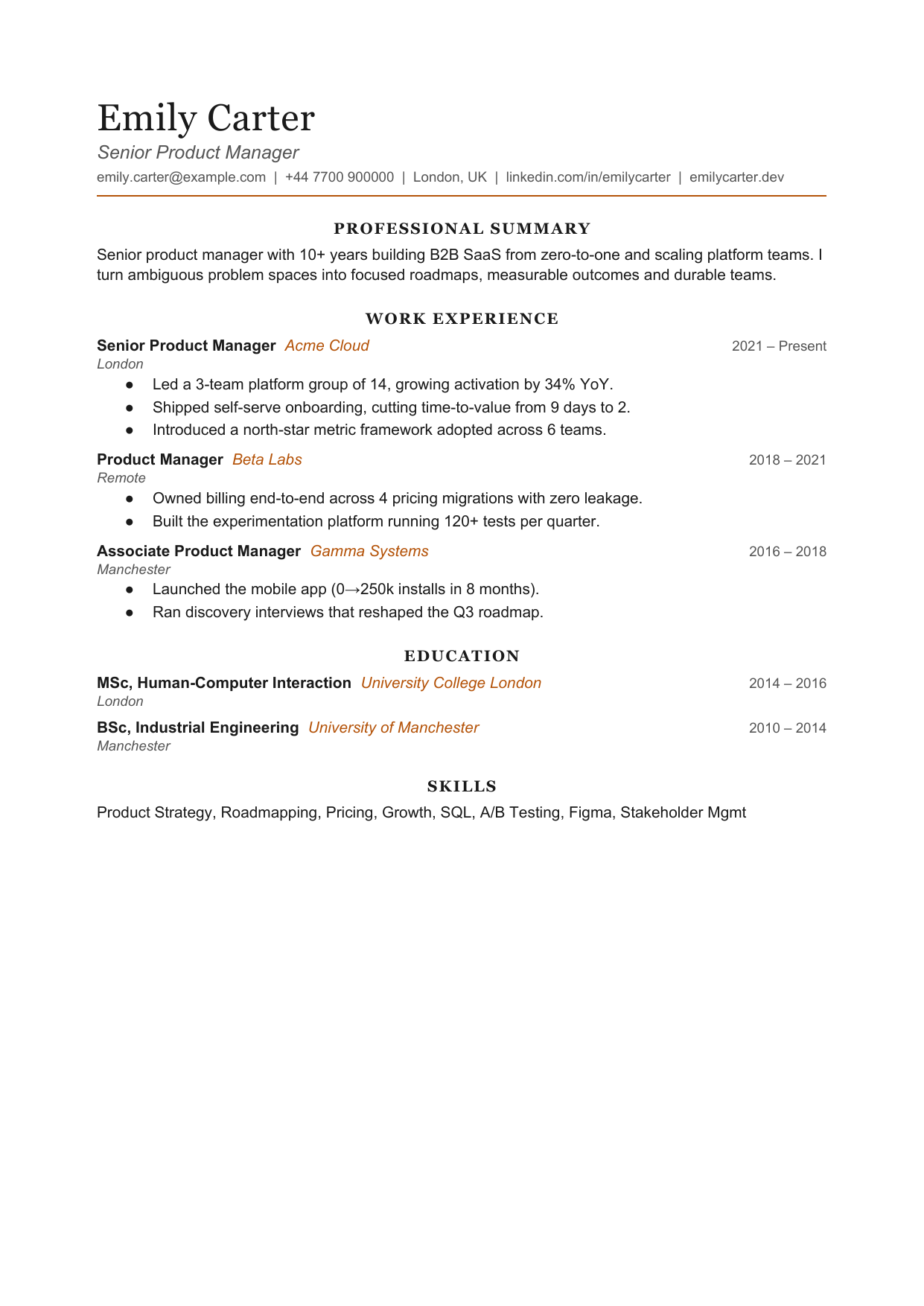 Ledger Open 3 resume template by CleanCV