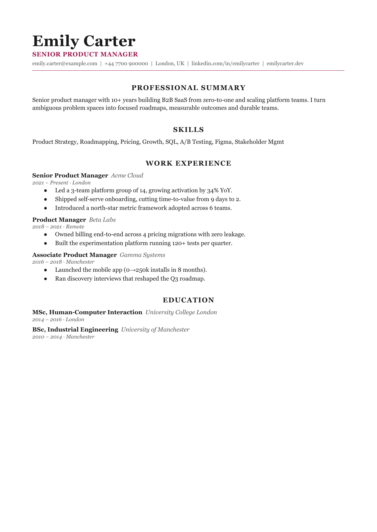 Ledger Open resume template by CleanCV