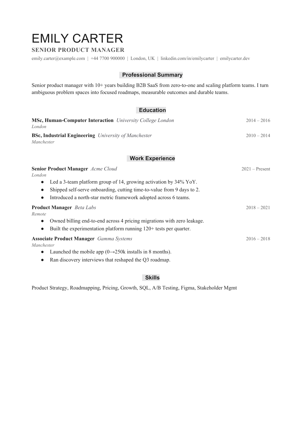 Ledger Tile 2 resume template by CleanCV