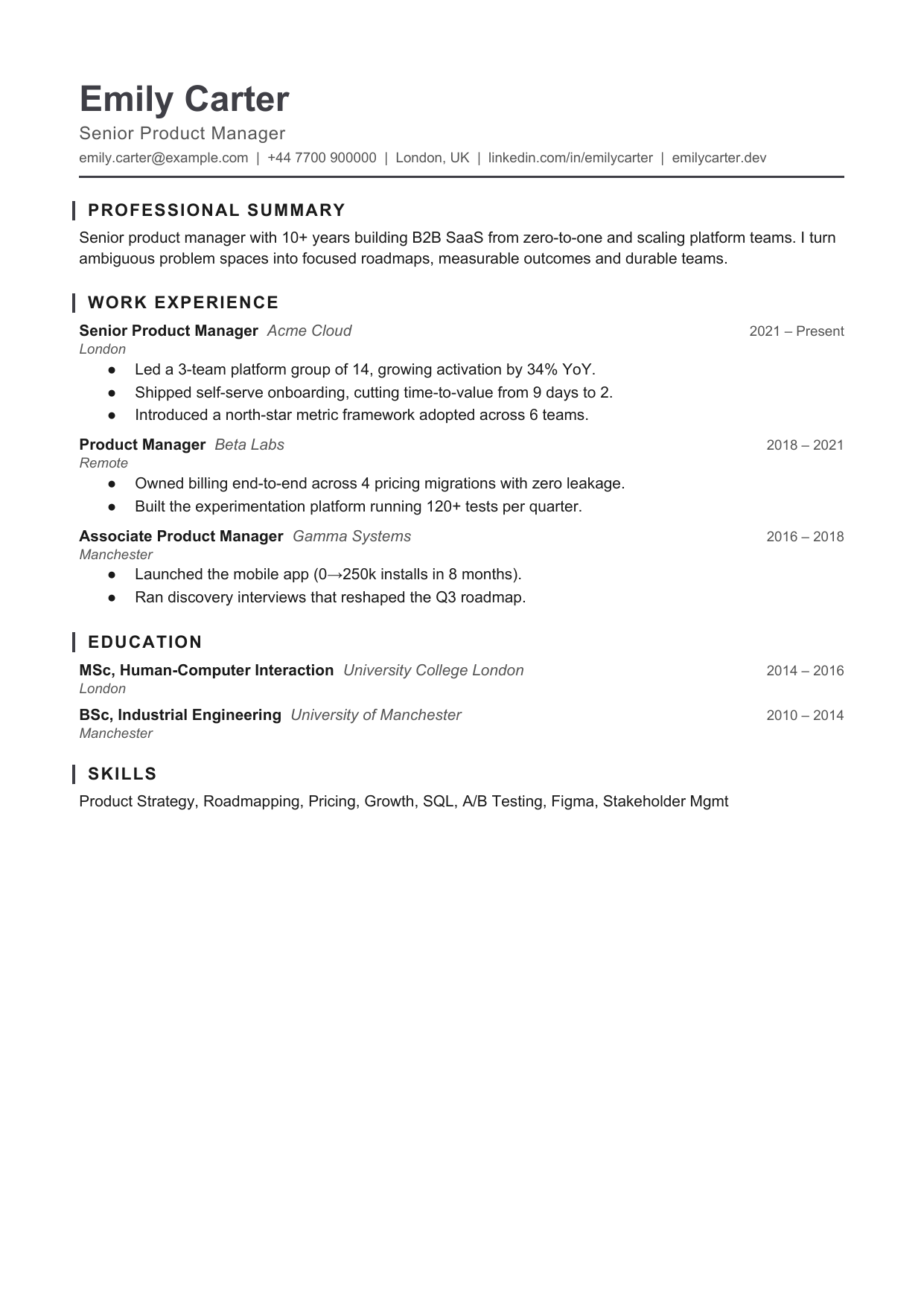 Modern resume template