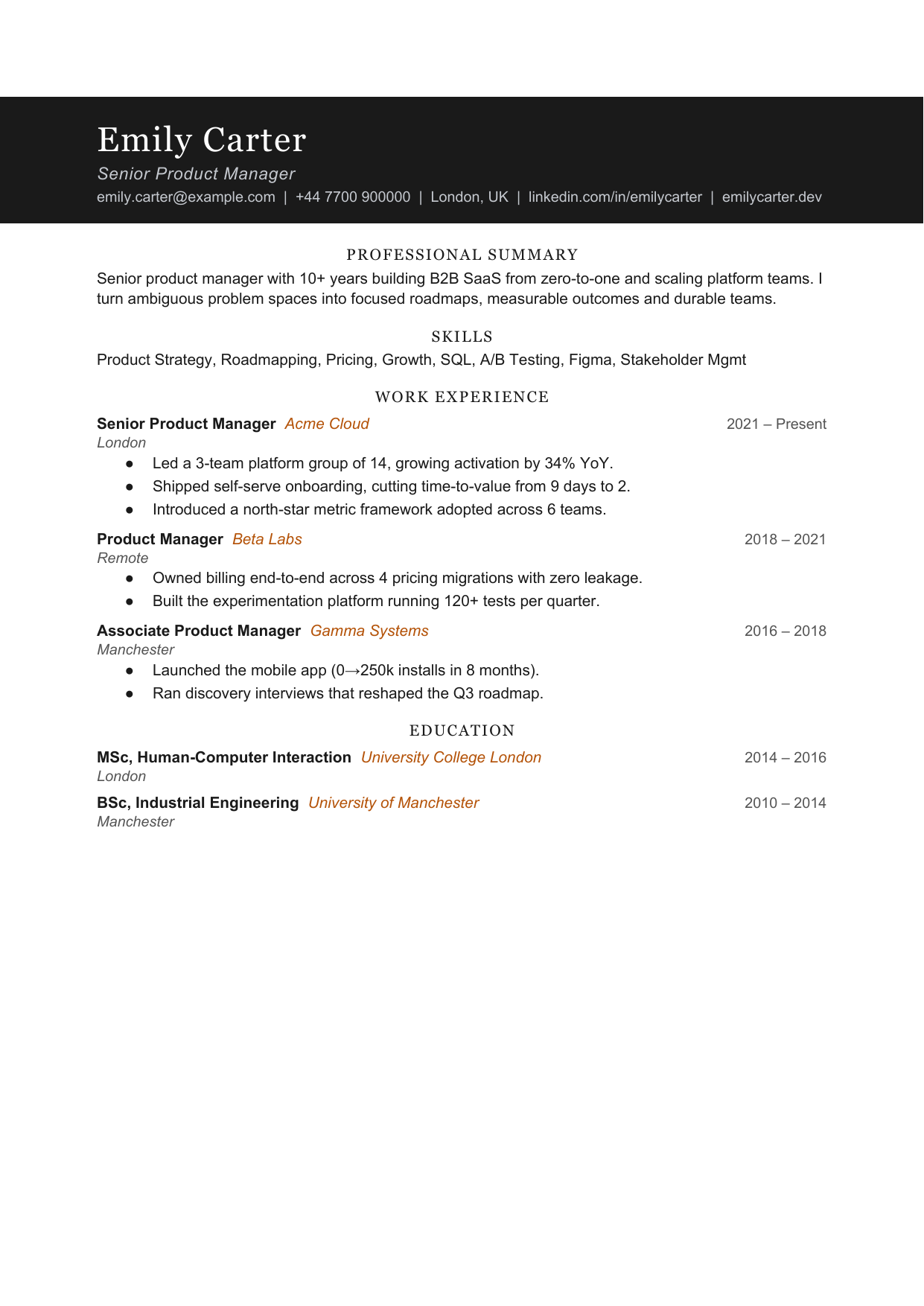 Slate Open 3 resume template by CleanCV