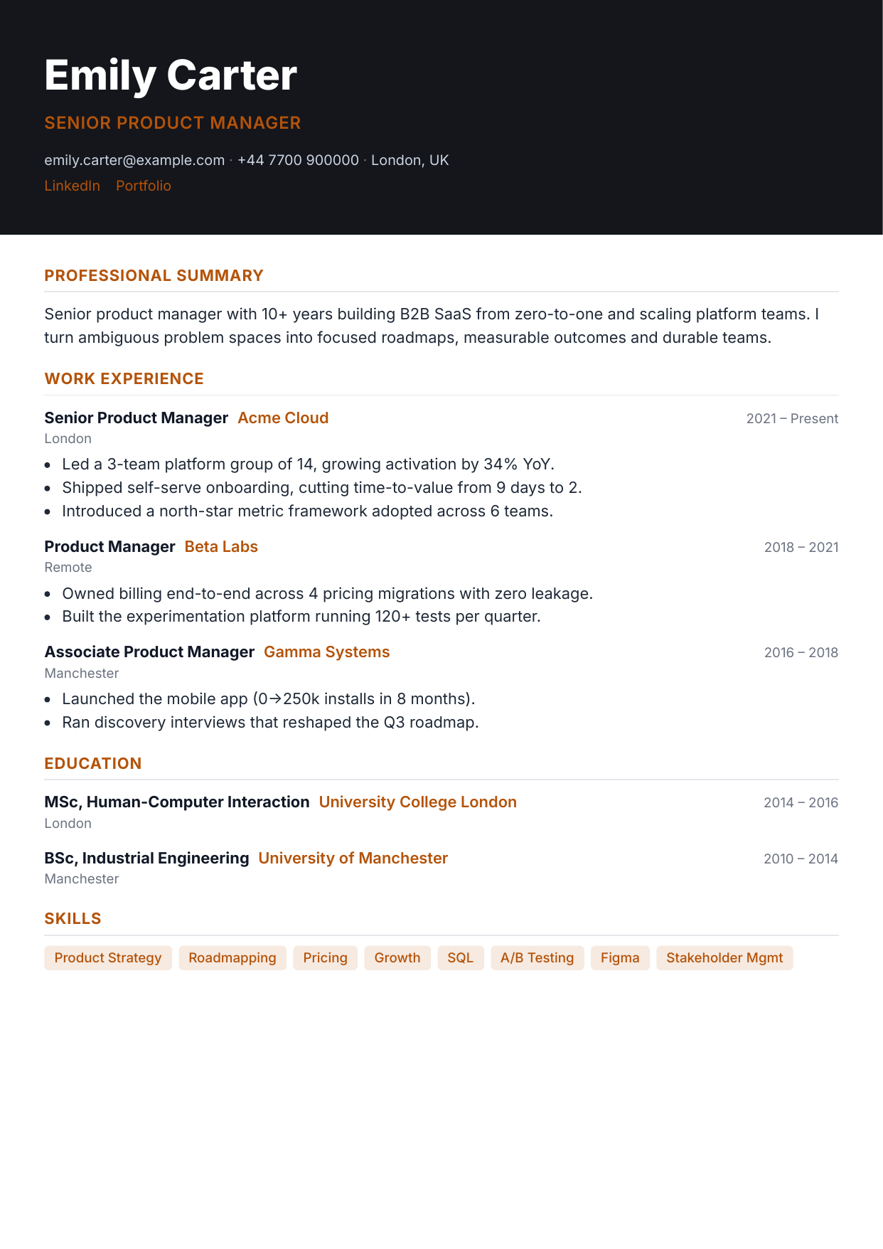 Banded resume template