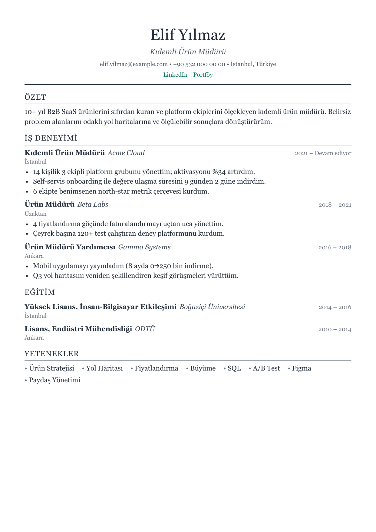 A resume rendered by CleanCV